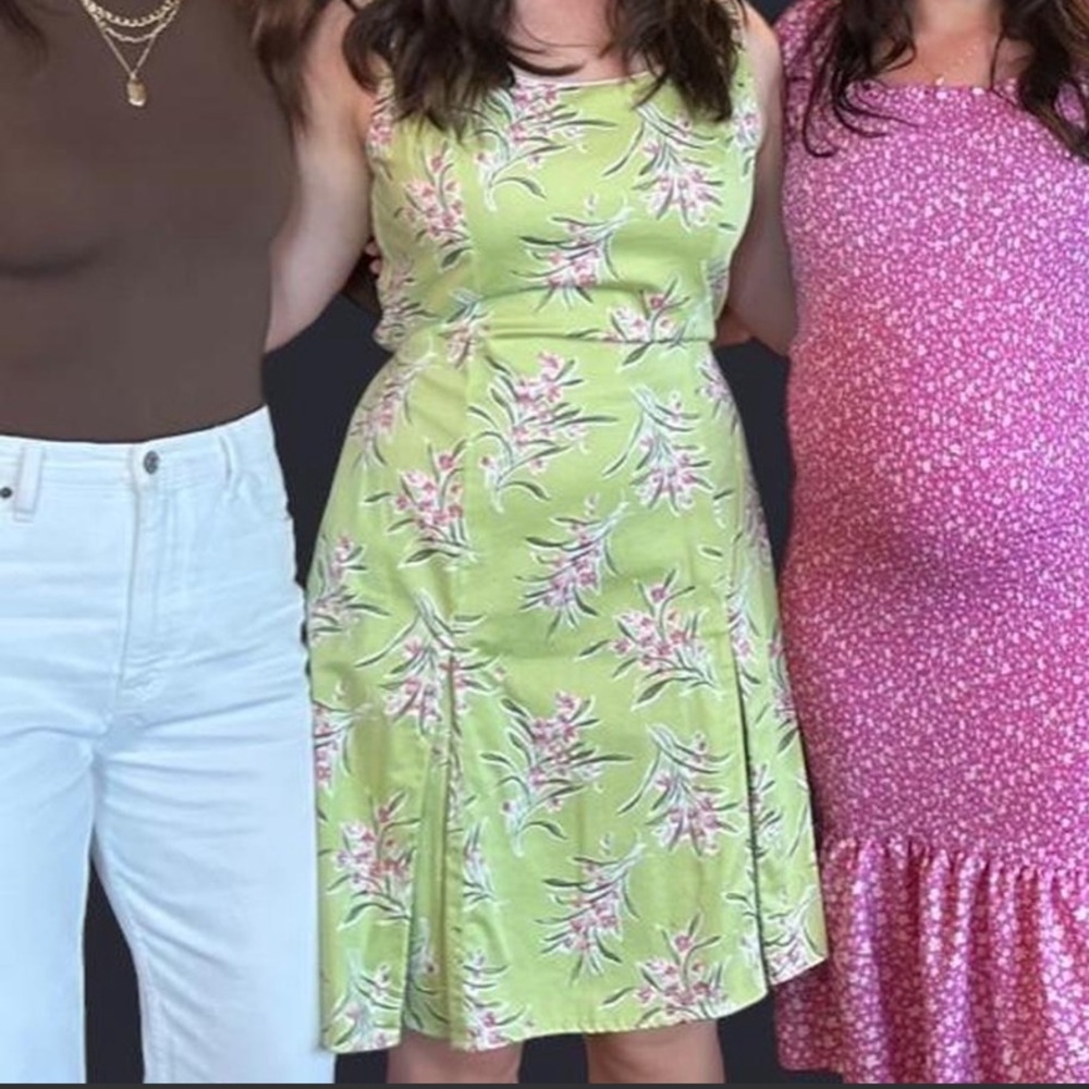 Green & Pink Spring Floral Dress
